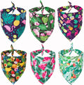 ADOGGYGO Summer Hawaii Dog Bandana, 6 Pack Flamingo & Fruit Pattern Triangle Summer Bandanas for Extra Large Dogs Pets (X-Large)