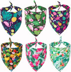 ADOGGYGO Summer Hawaii Dog Bandana, 6 Pack Flamingo & Fruit Pattern Triangle Summer Bandanas for Extra Large Dogs Pets (X-Large)