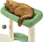 Yaheetech Cat Tree, 35.5in Cat Tower for Indoor Cats, Cat House with Scratching Posts & Padded Perch & Space Capsule, Cute Kitten Tree, Pet Furniture for Kittens, Army Green/Beige