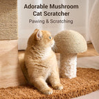 Aesthetic Flower Cat Tree Tower for Indoor Cats, 37" H Modern Cat Tree with Wood Sculpted Branch Scratching Post, Washable Flower Cat Beds, Mushroom Scratcher & Interactive Squeaky Toy, Brown