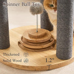 797Audio Wood Modern Cat Tree, 61.5" Cat Tower with Sisal Scratching Posts, Cat Condo, Capsule, Hamnock and Spinner Toy,Solid Wooden Aesthetic Multi-Level Cat Climbing Tree for Adult Indoor Cats-Gray