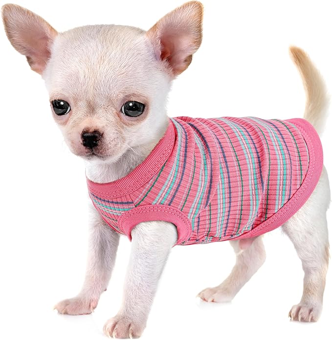 Elevate Your Pet's Comfort and Fashion: Premium 100% Cotton Rib Dog Shirt Vest for Small Breeds Like Chihuahuas, Yorkies, and Puppies .Year-Round Style with Tank-Style Puppy Attire Pink XX-Large