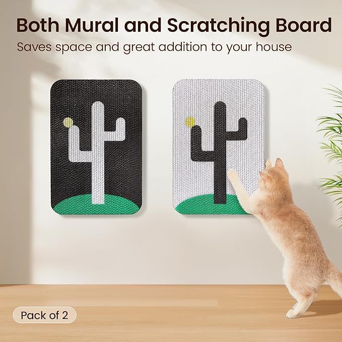 Potaroma Wall Mounted Cat Scratcher Boards, 2 Pcs Cat Scratch Board, Cat Scratching Cardboard for Indoor Cats 13 x 10 Inches