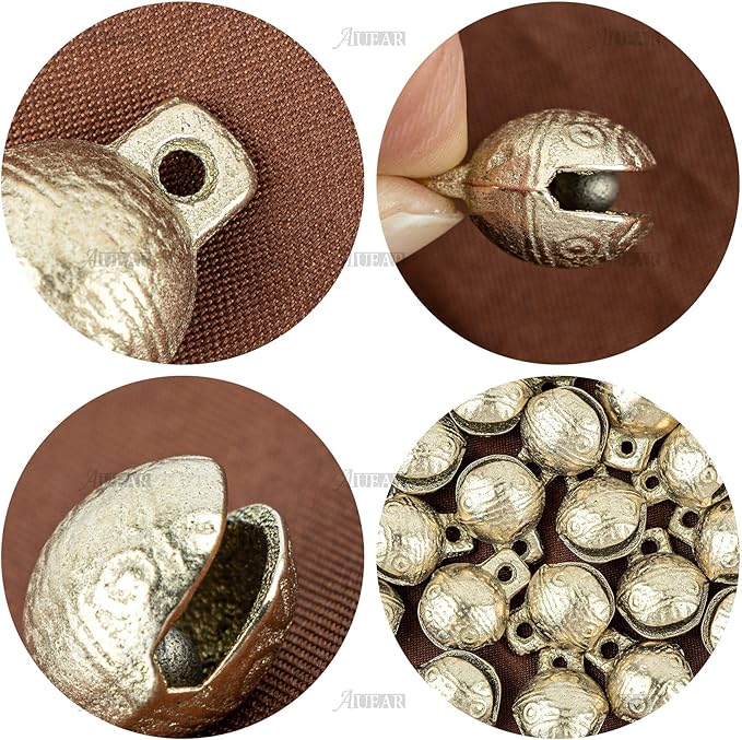 AUEAR, 100 Pieces Vintage Brass Bells 14mm Mini Jingle Bell for DIY Wind Chimes Home Decor