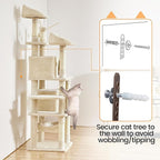 Topeakmart Cat Tree, 67in H Cat Tower for Indoor Cats, Multi-Level Climbing Tree with Scratching Posts Cat House w/Large Condo, Soft Hammock, Removable Cat Teaser Sticks, Beige