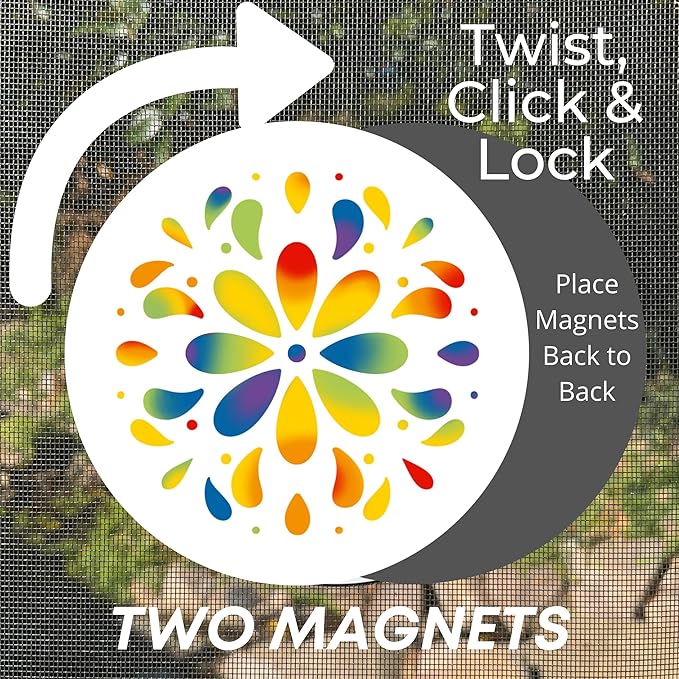 Screen Door Magnets Double Sided – Keep People, Kids, and Dogs from Running into a Screen Door. Saver - Robbins Aria Rainbow Flower
