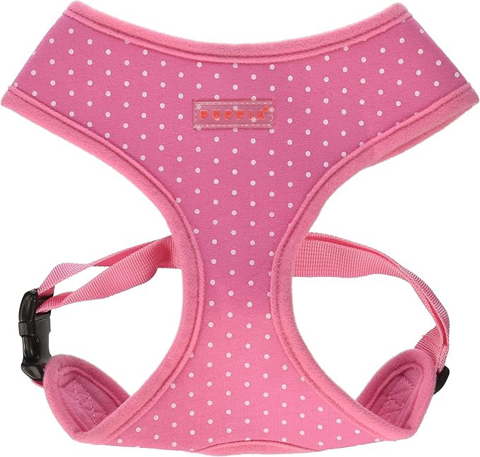 Puppia Dotty Dog Harness Over-The-Head No Pull No Choke Walking Training Adjustable for Small & Medium Dog, Large, Pink