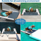 AWSUM Inflatable Dog Water Ramp Extra Large Dog Boat Ramp Floating for Dogs Up to Large 250LBS On Water Float Ladder Steps for Pool, Dock, Lake, Black/Grey