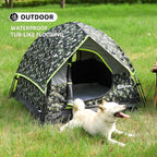 GDanes Camouflage Dog Tent House - Portable Indoor/Outdoor Dog Bed with Soft Pad for Large Dogs, 42 x 42 x 32 Inches