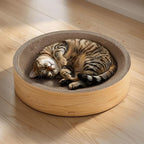 Round Cat Scratcher Bed, Cardboard Scratch Pad Lounge, Reversible Cardboard Cat Scratch Bowl for Indoor Cats, Durable Cat Scratching Board, Cat Scratcher Lounger Pad, Furniture Protector