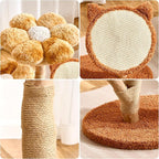 Modern Natural Solid Wood Cat Tree Tower for Indoor Cats Large Adult, 30 inch Flower Cat Tree with Scratching Post, Luxury Aesthetic Cat Tree with Cloud-Soft Flower Perches and Sisal Scratching Pad