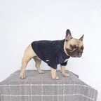 iChoue Pet Dog Winter Warm Sweater Clothes Turtleneck for French Bulldog Pug Boston Terrier Corduroy Cold Weather Pullover Coat Shirt - Blue/Large Plus