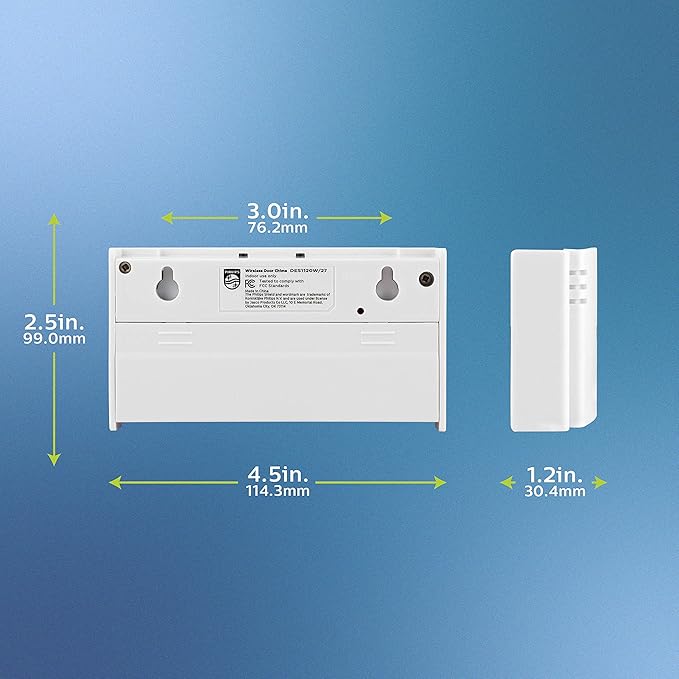 Philips Wireless Doorbell Kit, Battery-Operated Reciever, 1 Push Button, 2 Melodies, 4 Volume Levels, 150 Ft Range, White, DES1120W/27