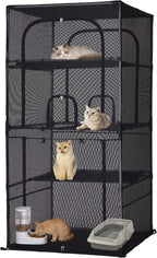 Catio Outdoor Cat Enclosure,4 Tiers Window Catio,Cat Enclosure Sturdy and Durable with Multiple Doors, Easy to Clean(36.2“L× 36.2”W ×72.4" H)