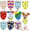 10PCS Pride Day Dog Bandanas with Rainbow Color for XXS XS Small Dog Triangle Bibs Scarves Boys and Girls Gay Pride with Love is Love Kiss Me Grooming Accessories Costume