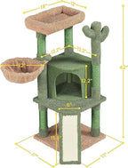 Yaheetech Cactus Cat Tree, 42in Cat Tower for Indoor Cats, Multi Level Kitten Condo Scratching Post, Cat Activity Center Pet Furniture w/Ball, Plush Perch, Platform, Basket