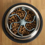 Gibson Home Curious Canines 7.5” Slow Feeder Dog Bowl Insert, Silicone Anti-Gulp Insert, Fits Stainless Steel & Standard Dog Bowls, Dishwasher Safe, Blue
