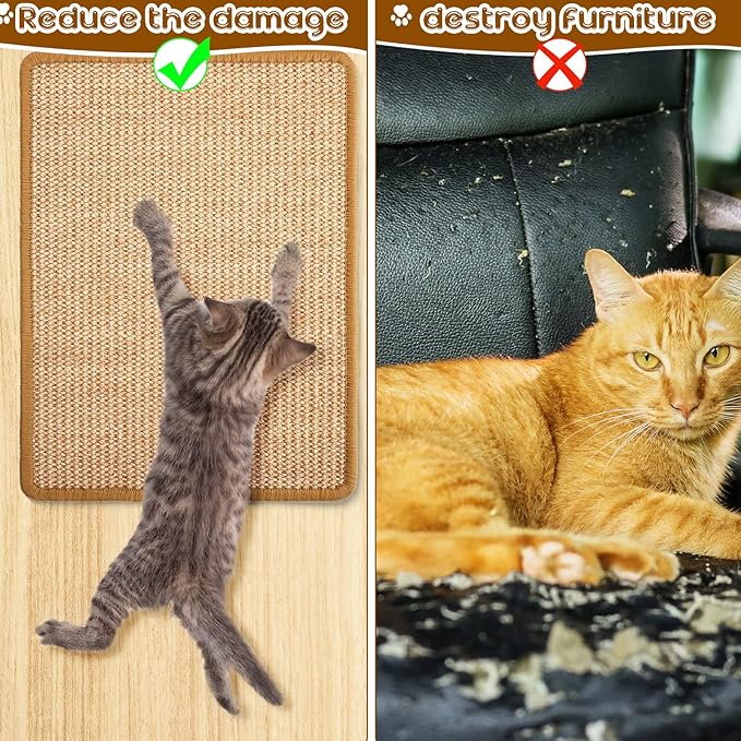 Newwiee 4 Pcs Cat Scratch Sisal Mat Cats 15.7 x 12 Inch Scratching Pad Rug for Cat Grinding Claws and Carpets Sofa Couch Furniture Door Protector