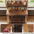IRONCK Dog Crate Furniture, 33.4 inches Wooden Small Dog Crate with Storage and 4 Hooks, Heavy Duty Pet Crate for Small Dog, Decorative Pet Cage for Indoor (19.3" L x 33.4" W x 37.4" H)