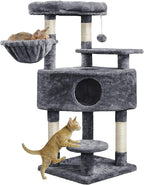 Topeakmart 46'' Cat Tree Cat Tower, with Thicker Scratching Posts, Larger Plush Perch, Spacious Condo, Basket, Multi-Level Cat Condo Furniture for Indoor Cats Kitty Pet Play House