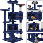 Topeakmart 54in Cat Tree, Cat Tower w/Large Cat Condo Scratching Posts and Perch, Cat Stand House Furniture, Navy Blue