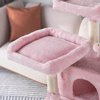 WEEWAY 68 Inches Multi-Level Large Cat Tree for Feline‌/Big Tower/Condo/Cozy Plush Kitty Perches/Fluffy Balls/Sisal Scratching Posts and Hammocks/Cave/Furniture Activity Center/Pink