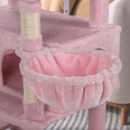 WEEWAY 68 Inches Multi-Level Large Cat Tree for Feline‌/Big Tower/Condo/Cozy Plush Kitty Perches/Fluffy Balls/Sisal Scratching Posts and Hammocks/Cave/Furniture Activity Center/Pink