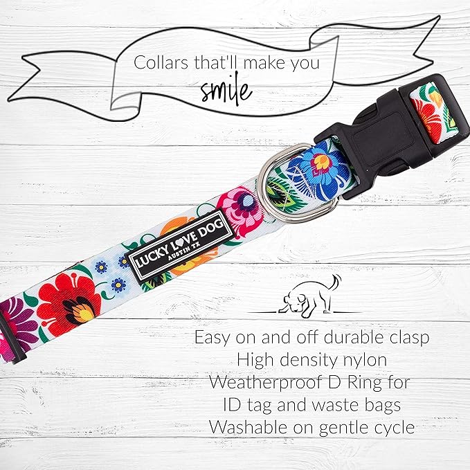 Lucky Love Dog - Easy Click Buckle Dog Collar with Leash Set Combo, Durable & Comfortable for Male & Female Dogs, Pet Collar for Small Dogs, Secure Fit - Ladybird Combo, Small