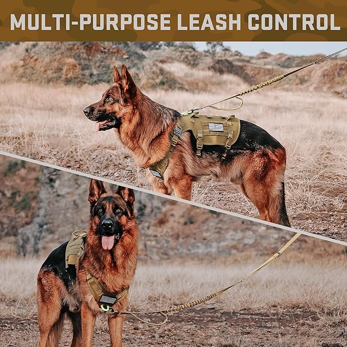Forestpaw Dog Harness Medium Sized,Tactical Dog Harness with Handle,No Pull Military Style Service Dog Vest with Pockets Adjustable for Medium Dogs,Brown,Chest 15.5-25.5"