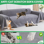 Loiion Cat Scratch Furniture Protector - Anti-Slip, Waterproof Sofa Cover to Keep Cats Off, Pet-Friendly Couch Protectors for 3 Cushion Couch, Gray Anti-Scratch Couch Cover for Pets and Kids 134"X71"