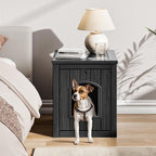 Fancyango Dog House - Outdoor & Indoor Dog Kennel Furniture, Weatherproof Shelter for Small and Medium Dogs, Stylish for Patio, Garden or Home (Black,17.7" L × 22.8" W × 21.7" H)
