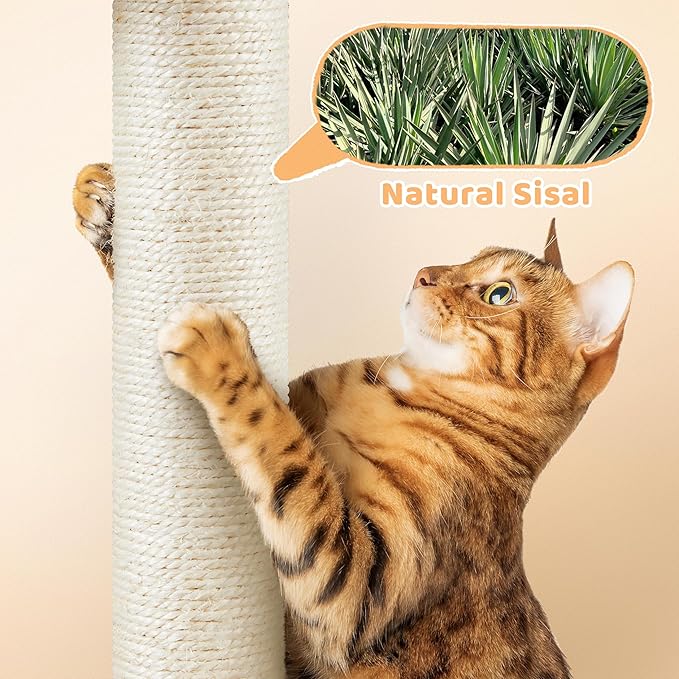Yaheetech Cat Tree, Multi Level Climbing Tower for Indoor Cats, Pet Activity Center Scratching Post Indoor Furniture Bed with Basket for Kittens, Light Gray