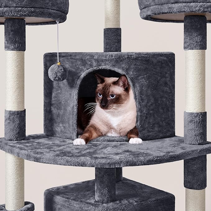 Topeakmart Cat Tree 76inch, Large Cat Tower with Condo Scratching Post for Inoor Cats Play Rest