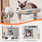 Yaheetech Cat Tree for Indoor Pets, 36in Tower Condo w/Extra Large Perch, Scratching Posts, Board, Dangling Ball, Play Structure for Kittens & Adult Cats, Light Gray