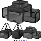 Top and 2 Sides Expandable Cat Carrier 18x11x11, TSA Airline Approved Dog Carriers for Small Dogs, Soft-Sided Pet Carrier with Self-Locking Zippers for Kitten,Rabbit, Puppy, Guinea Pig Black