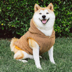 Tuff Pupper Fleece Dog Hoodie Sweater | Teddy Sherpa Outer & Soft Polar Fleece Lining | Adjustable Fit Winter Coat with Hood, Leash Hole, Ribbed Cuffs | for Small Medium Large XL XXL Dogs (Brown, M)