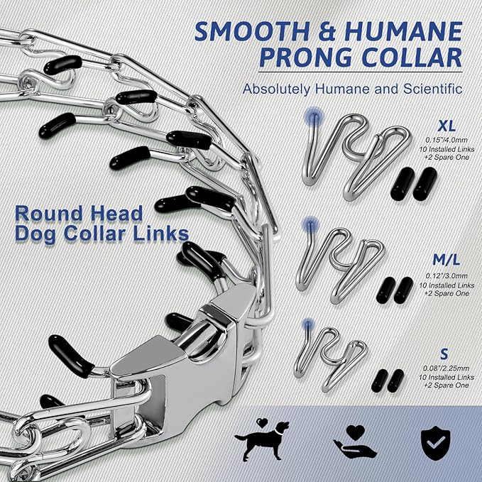 Pinch Collar for Dogs, Prong Training Collar with Quick Release Buckle for Dog Pulling Behavior Correction, Adjustable Pinch Leashes (Small / 12.5-18" Neck Size)