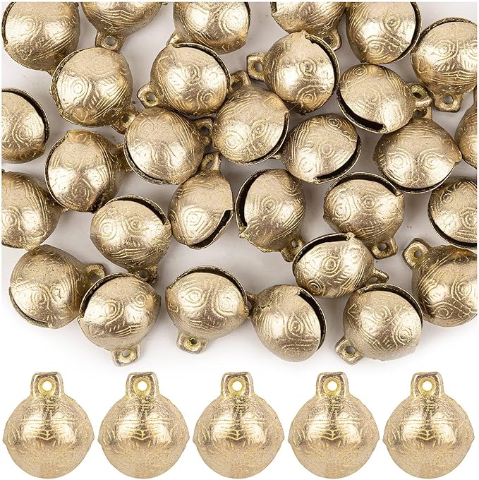 AUEAR, 30 Pieces Vintage Brass Bells 25mm Mini Jingle Bell for DIY Wind Chimes Home Decor