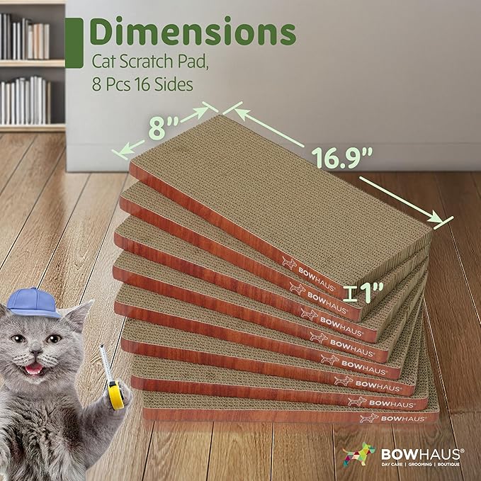Cat Scratcher Cardboard, Reversible Scratcher, Durable & Long-Lasting, Cat Cardboard Scratcher, Cat Scratching Board, Scratch Pad for Indoor Cats, 8 Pcs, Brown