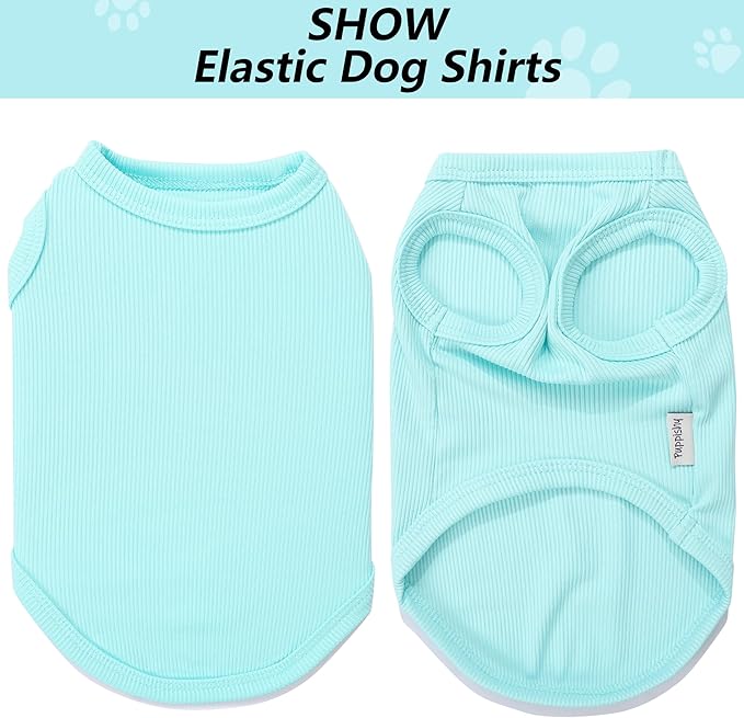 2 Pack Dog Clothes for Small Dogs Summer Dog Shirt Vest Girl Boy Lightweight Puppy T-Shirts Blank Soft and Cool Pet Clothing Sleeveless Medium Large Dog Outfit (Light Blue+Dark Cyan, X-Small)