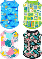 PET SHOW 4 Pack Dog Hawaiian Shirts for Small Doggies UPF 50+ UV Sun Protection Summer Cool Clothes Tank Top Floral Puppy Kitten Cats T-Shirts Pet Holiday Party Sleeveless Vest Boy Girl(Small)