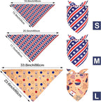 10PCS 4th of July Dog Bandanas American Flag Stars and Stripes Patriotic Balloons Pattern for Medium Boys Girls Independence Day Party Grooming Accessories