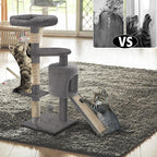 VOUNOT Cat Tree Tower, Cat Condo with Sisal Scratching Post, Multi Level Cat Climbing Frame Indoors, Cat Activity Tree, Grey, XL
