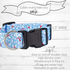 Lucky Love Dog Wide Dog Collar - Adjustable, Durable, Soft Webbing, & Comfortable 1.5 inch Wide Collar for Dogs Male and Female with Strong Buckle - Winter Blue, Medium