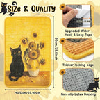 Sisal Cat Scratching Pad - Shedding-Resistant Wall Scratcher Mat for Indoor Cat, Kitten Art Print Sunflower Scratching Mats for Carpet Couch Furniture with Adhesive Hook Loop Tape(24*16in)