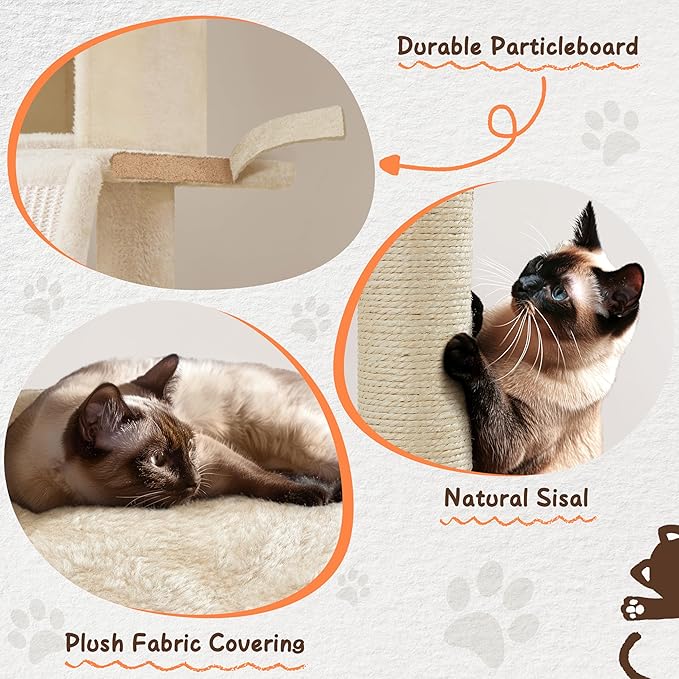 Topeakmart Cat Tower for Indoor Cats 63.5inch, Cat Furniture Condo with Scratching Posts as Kitten Activity Center