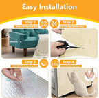 Cat Scratch Pad for Wall,Cuttable and Adhesive Cat Scratching Mat,Fun Interactive Scratcher,Cat Scratch Furniture Protector (Beige,78.7×15.8inch)