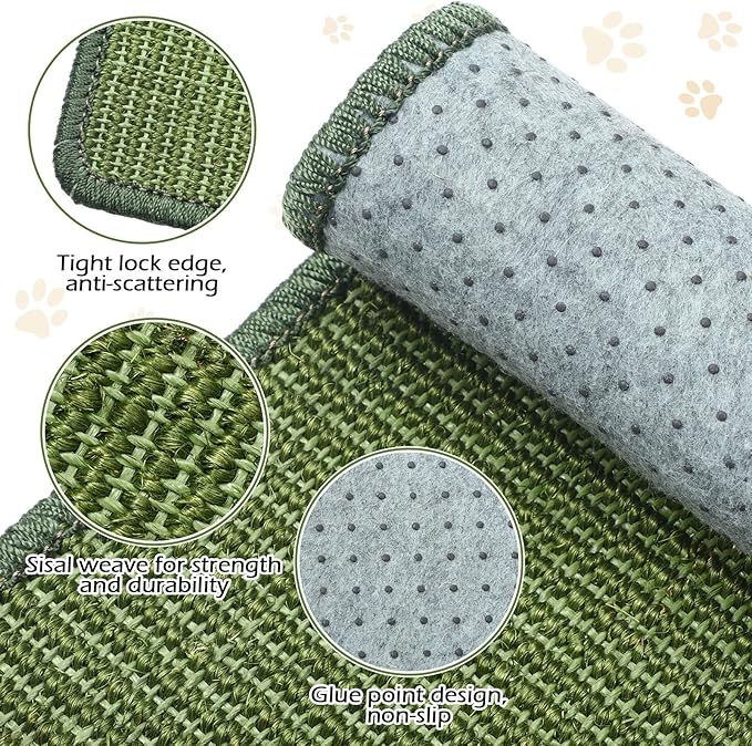 4 Pcs Cat Scratcher Mat Sisal Scratch Mats Horizontal Floor Scratching Pad Rug Sisal Fabric Cat Scratch Mat for Protecting Carpets Sofas and Cat Grinding Claws Green 11.8" x 15.7"