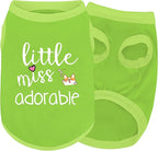 Cotton Dog Shirt with 'Little Miss Adorable' Corgi Head Print, Soft & Breathable Pet Apparel for Small, Medium, and Large Dogs, All-Season Sleeveless Vest, Cute and Comfortable Dog Outfit.Green XS