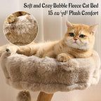 Natural Wood Cat Tree for Indoor Cats Large Adults, 33in Modern Cat Tree Tower with Super Soft Plush Cat Bed & Perch, Sisal Scratching Posts and Hanging Plush Ball, Soft Khaki